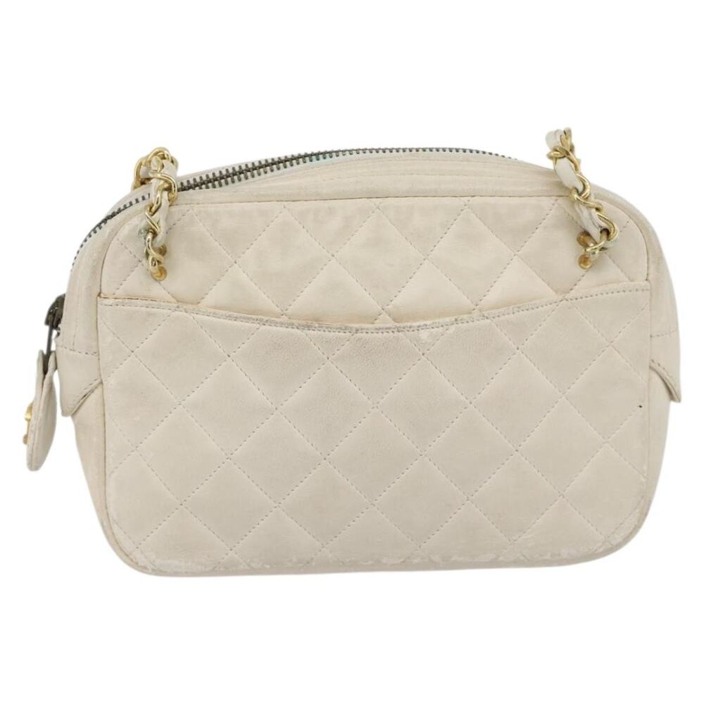 Chanel Matelasse Lambskin Chain Shoulder Bag White